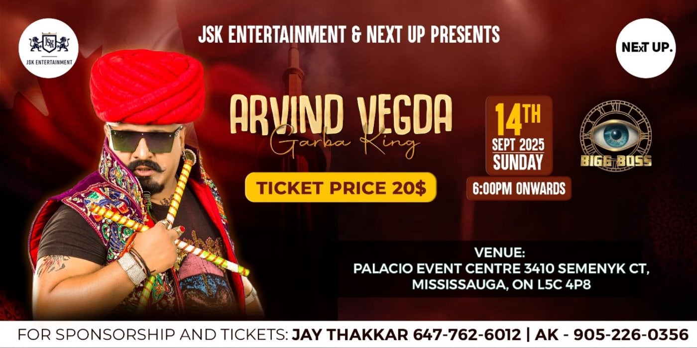Navratri 2025 with Bhai Bhai Fame Arvind Vegda, 14 September | Event in Mississauga | AllEvents