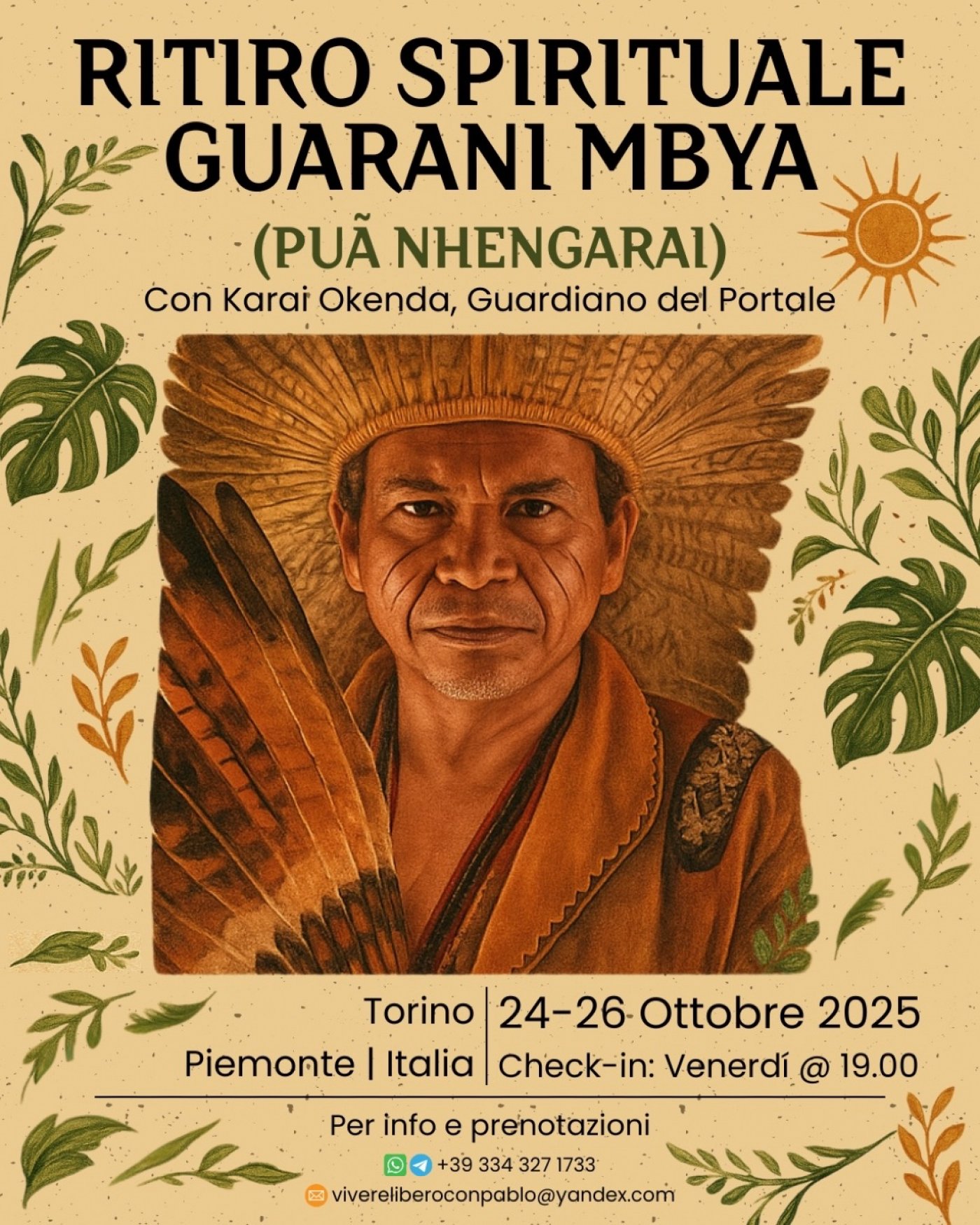 RITIRO SPIRITUALE GUARANÍ MBYA Con Karai Okenda, Guardiano del Portale 🇧🇷, 24 October | Event in Moncalieri