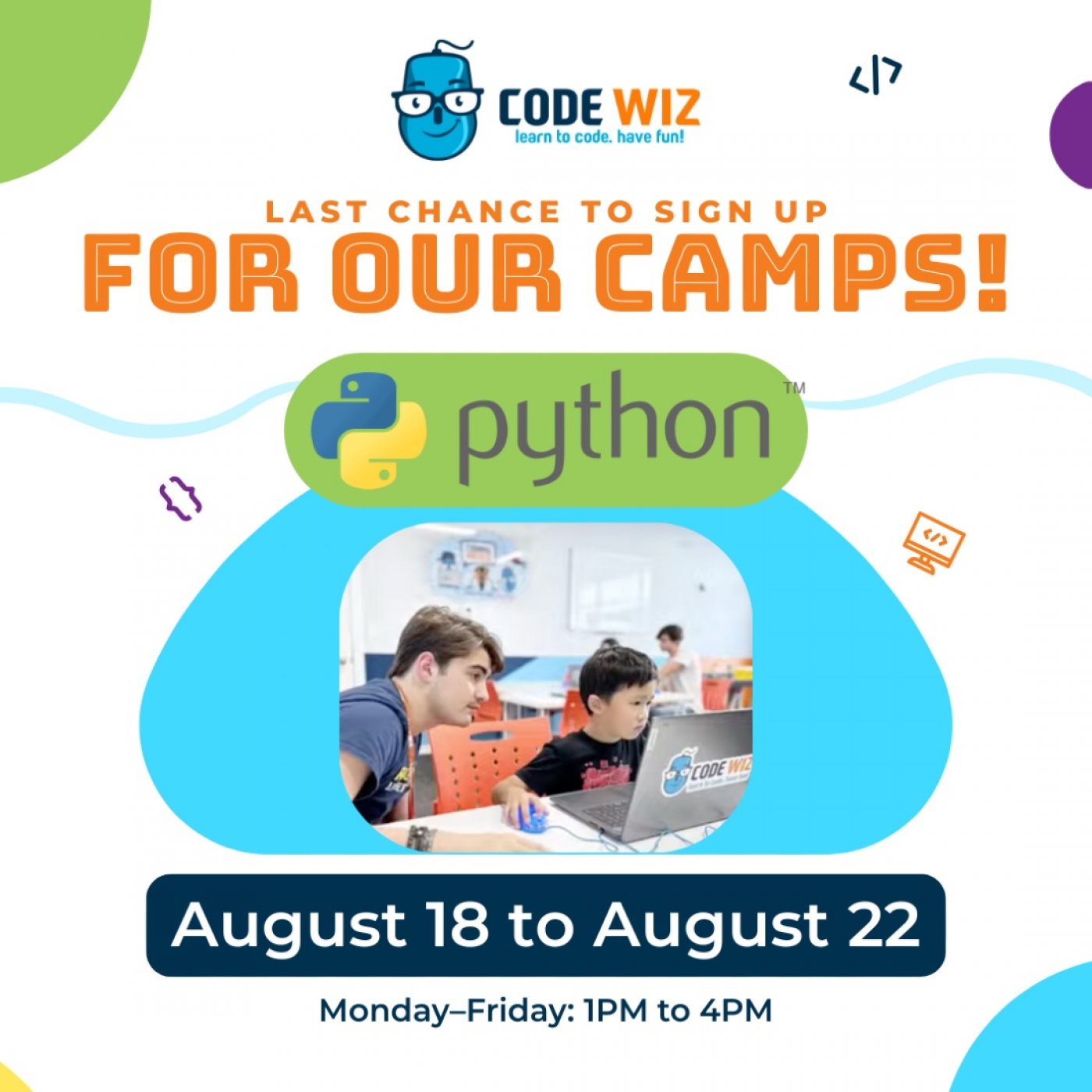 🚨 Last Chance! Register Now – Python Coding Camp | Aug 18–22 | 1–4 PM | Edison 🚀, 18 August | AllEvents