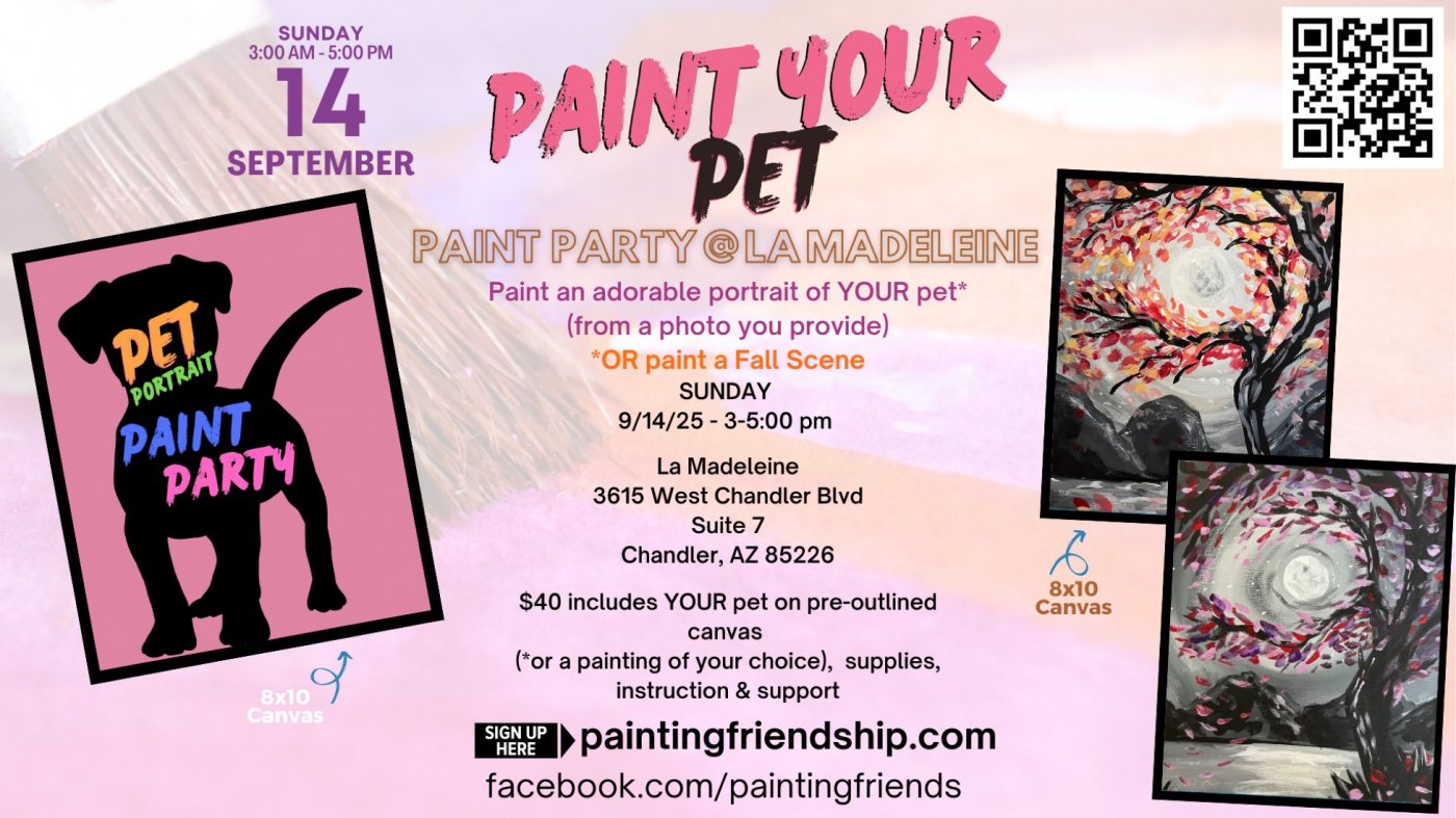 Paint Party: Paint Your Pet! (or something else), 14 September | Event in Chandler | AllEvents