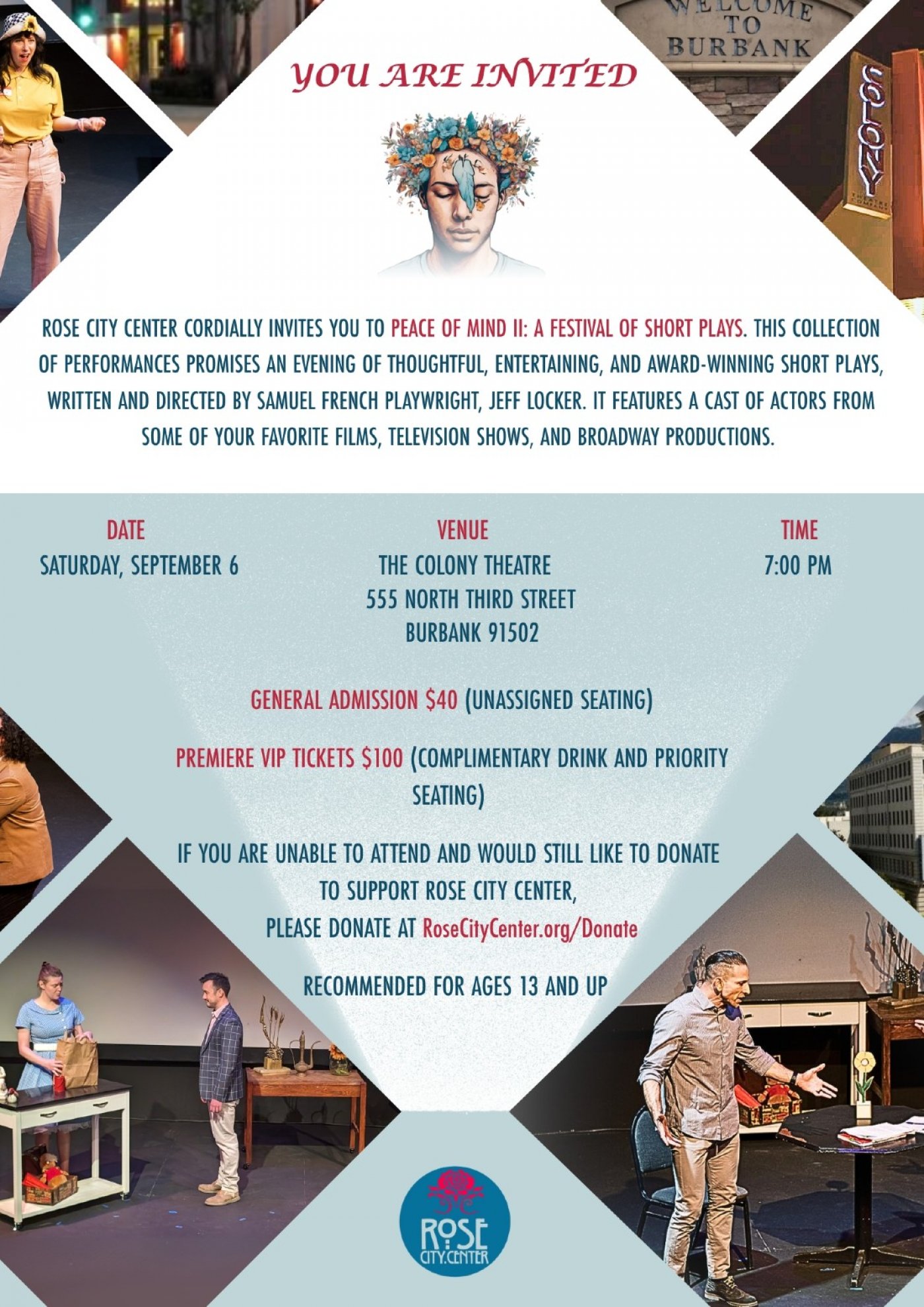 Peace of Mind II: A Festival of Short Plays, 6 September | Event in Burbank | AllEvents