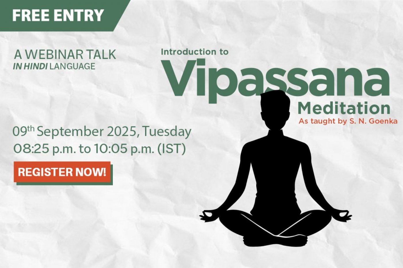 Introduction To Vipassana Meditation, 9 September | Online Event | AllEvents