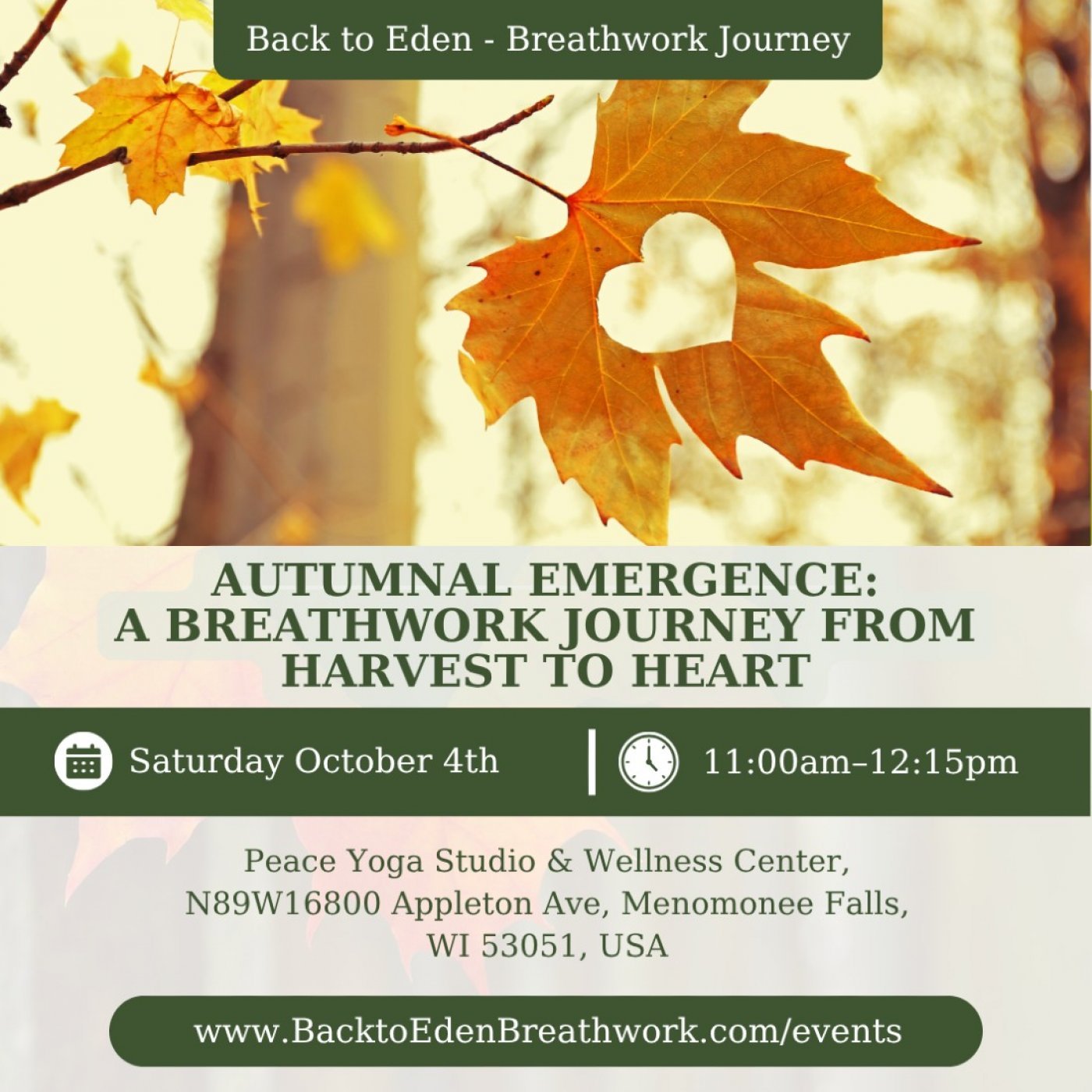 Autumnal Emergence: A Breathwork Journey from Harvest to Heart, 4 October | Event in Menomonee Falls | AllEvents