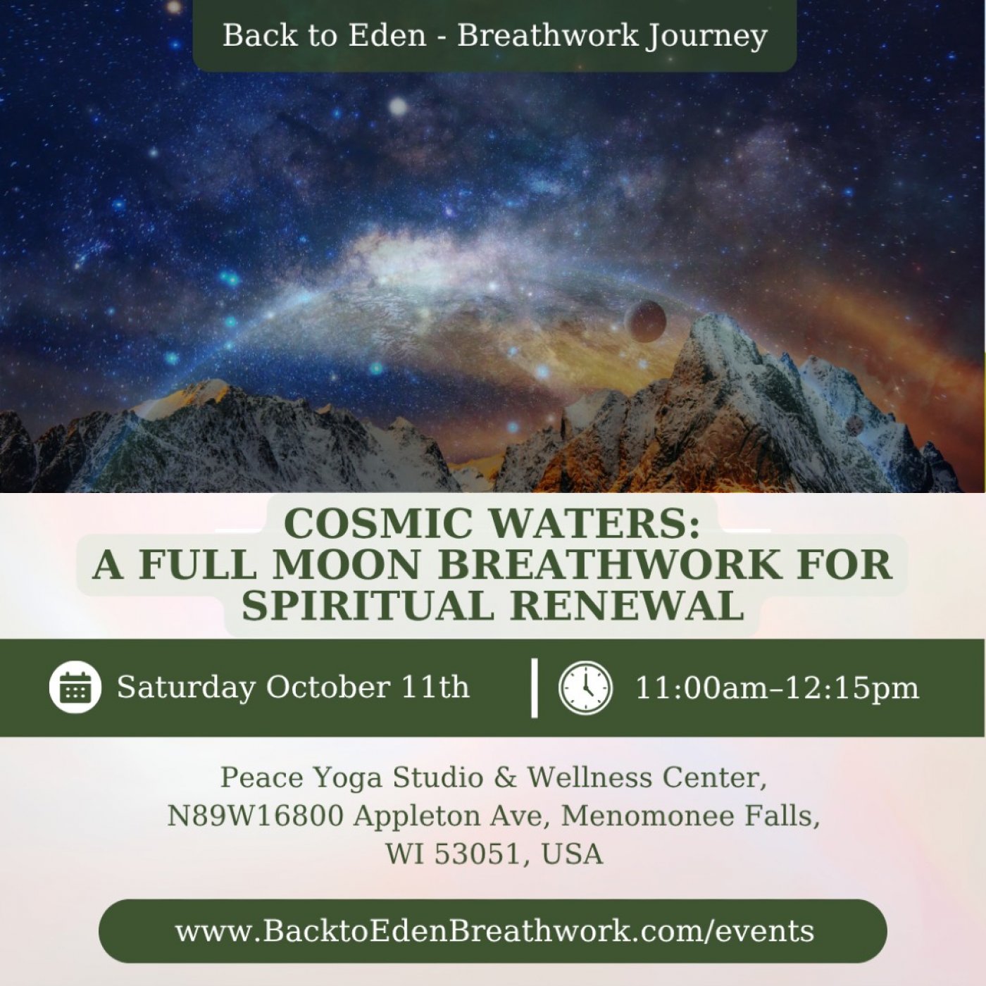 Cosmic Waters: A Full Moon Breathwork for Spiritual Renewal, 11 October | Event in Menomonee Falls | AllEvents