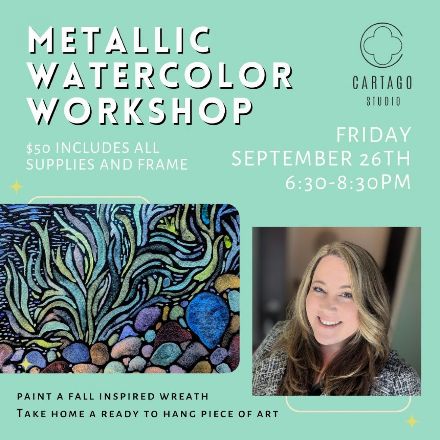 Metallic Watercolor Workshop- Fri September 26th 6:30-8:30PM, 26 September | Event in Renton | AllEvents