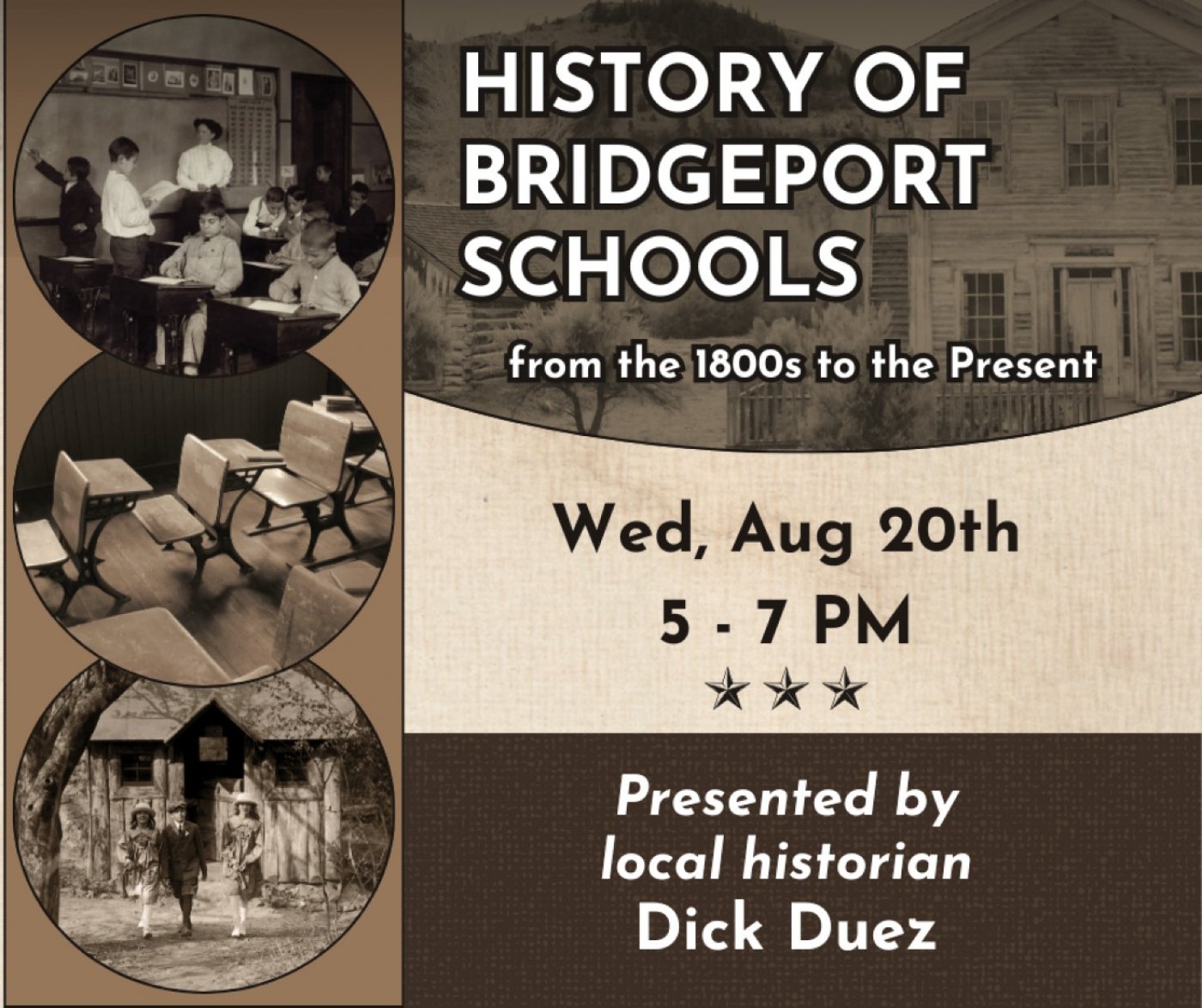 History of Bridgeport Schools - Educational Talk by Dick Duez, 20 August | Event in Bridgeport | AllEvents