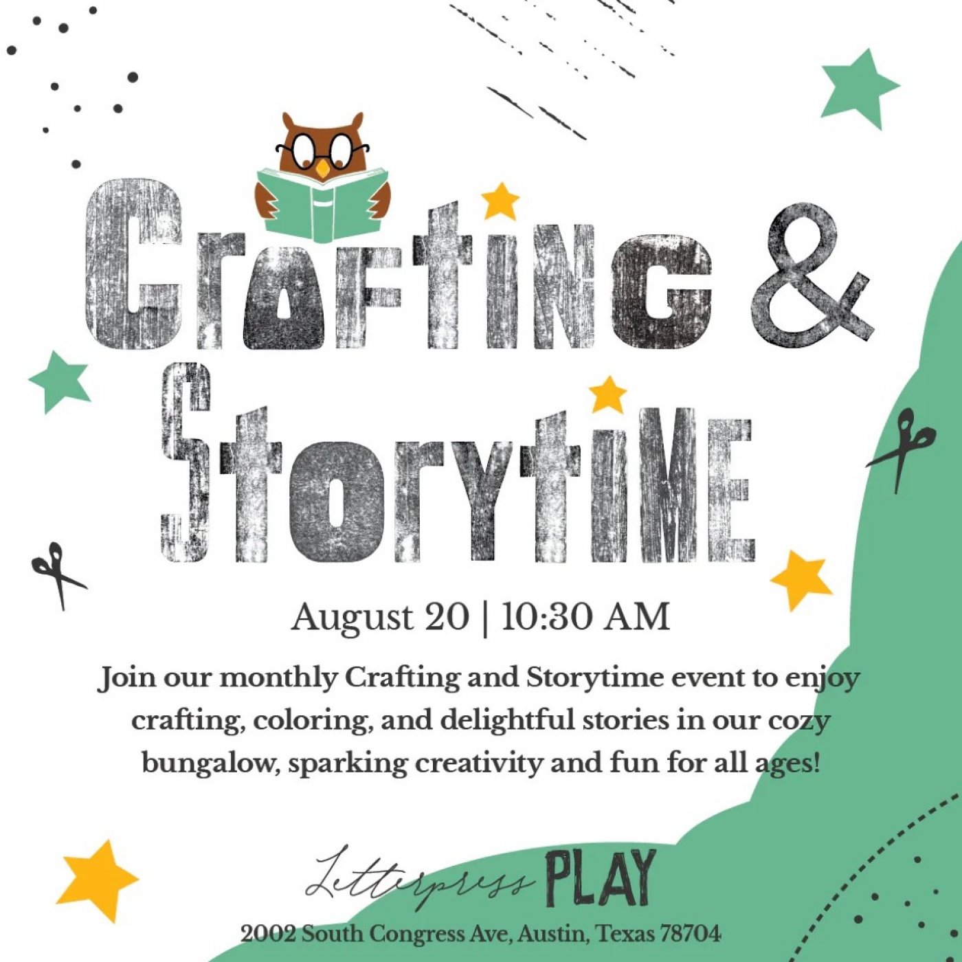 August Crafting and Storytime, 20 August | Event in Austin | AllEvents