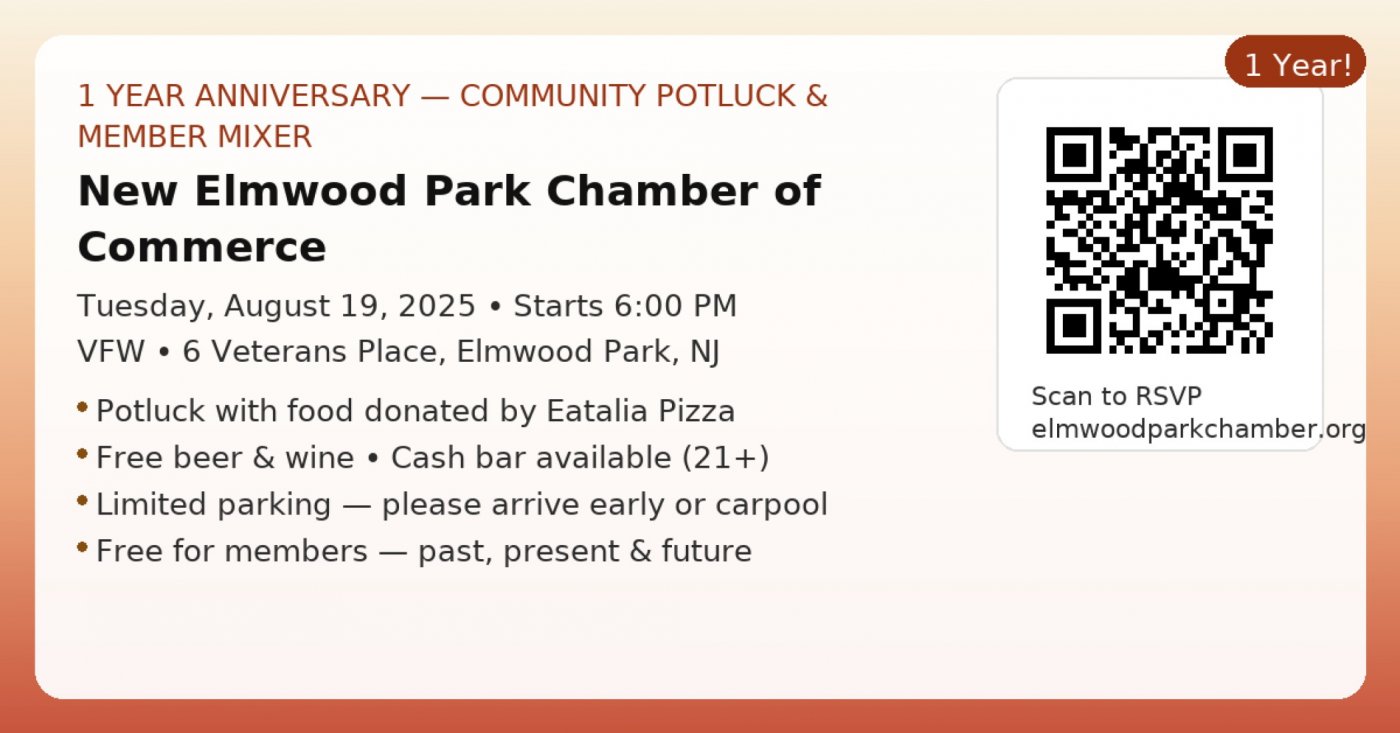 New Elmwood Park Chamber of Commerce 1 Year Anniversary Party, 19 August | Event in Elmwood Park | AllEvents