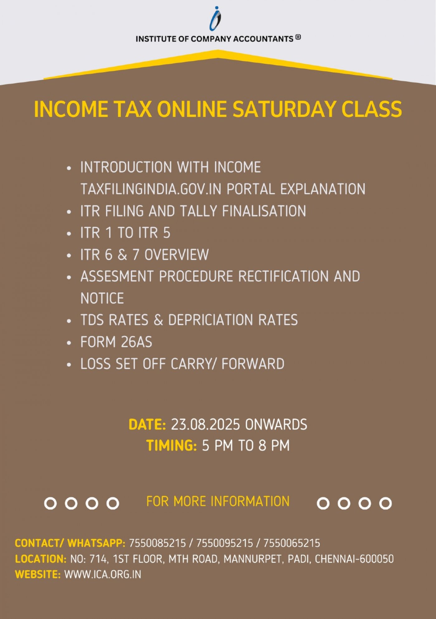 Top Benefits of Enrolling in an Income Tax Online Course, 23 August | Event in Chennai | AllEvents