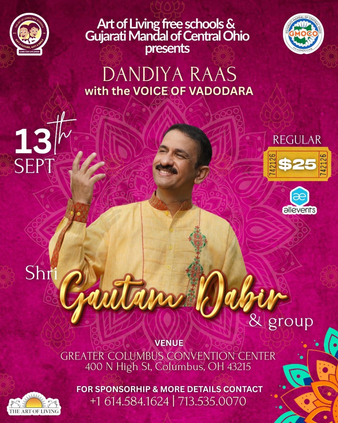 Traditional Garba & Dandiya with Shri Gautam Dabir- Voice of Vadodara!, 13 September | Event in Columbus