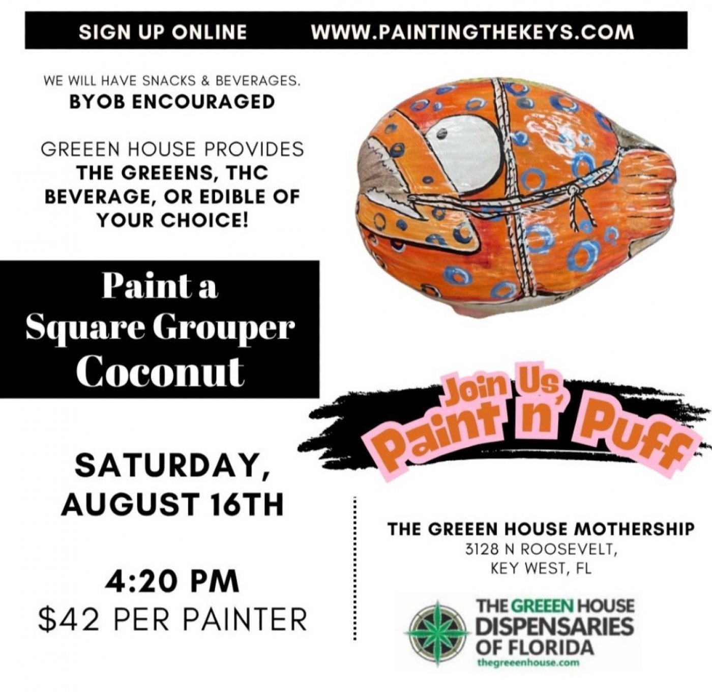 Puff N Paint, 16 August | Event in Key West | AllEvents