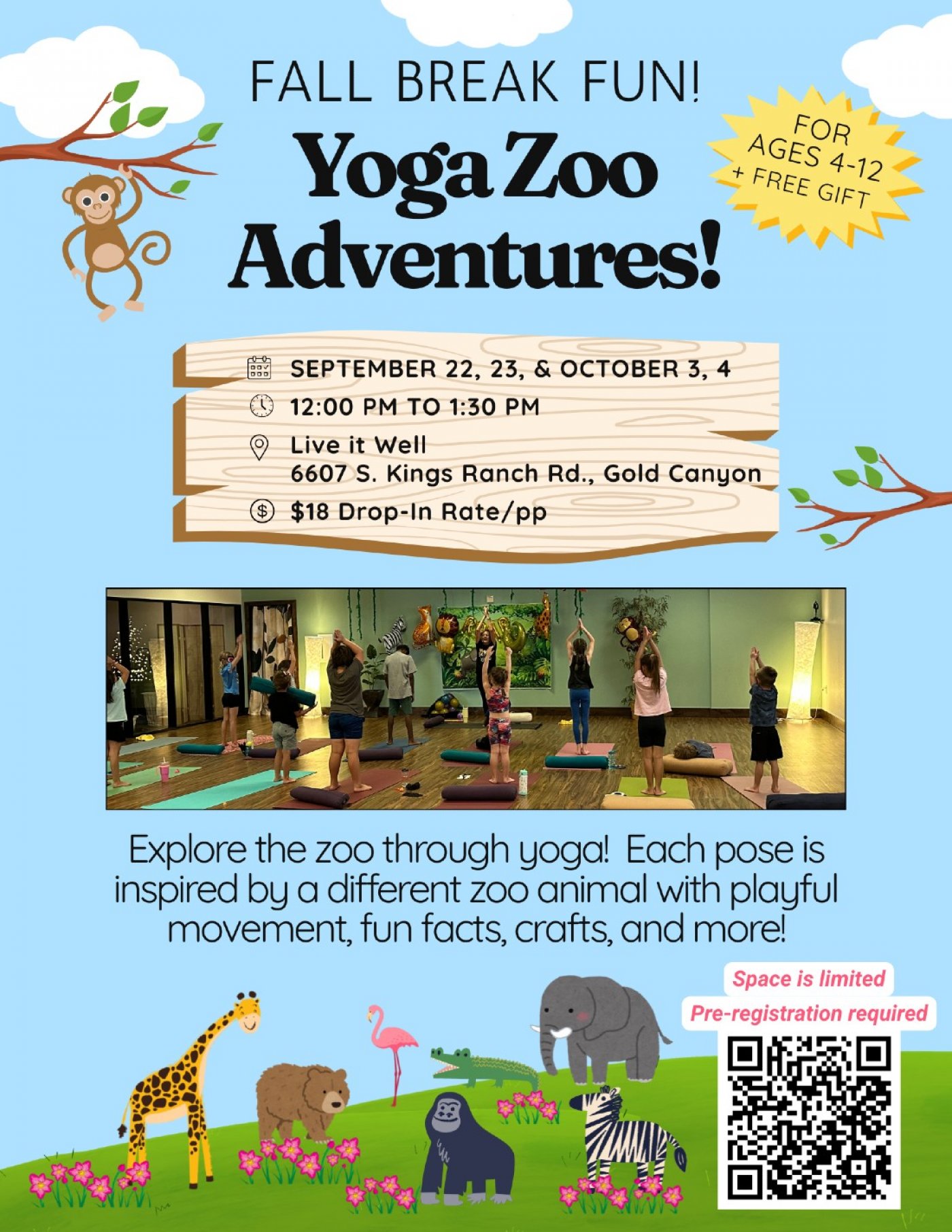 Fall Break FUN! — Yoga Zoo Adventures for Kids!, 22 September | Event in Gold Canyon | AllEvents