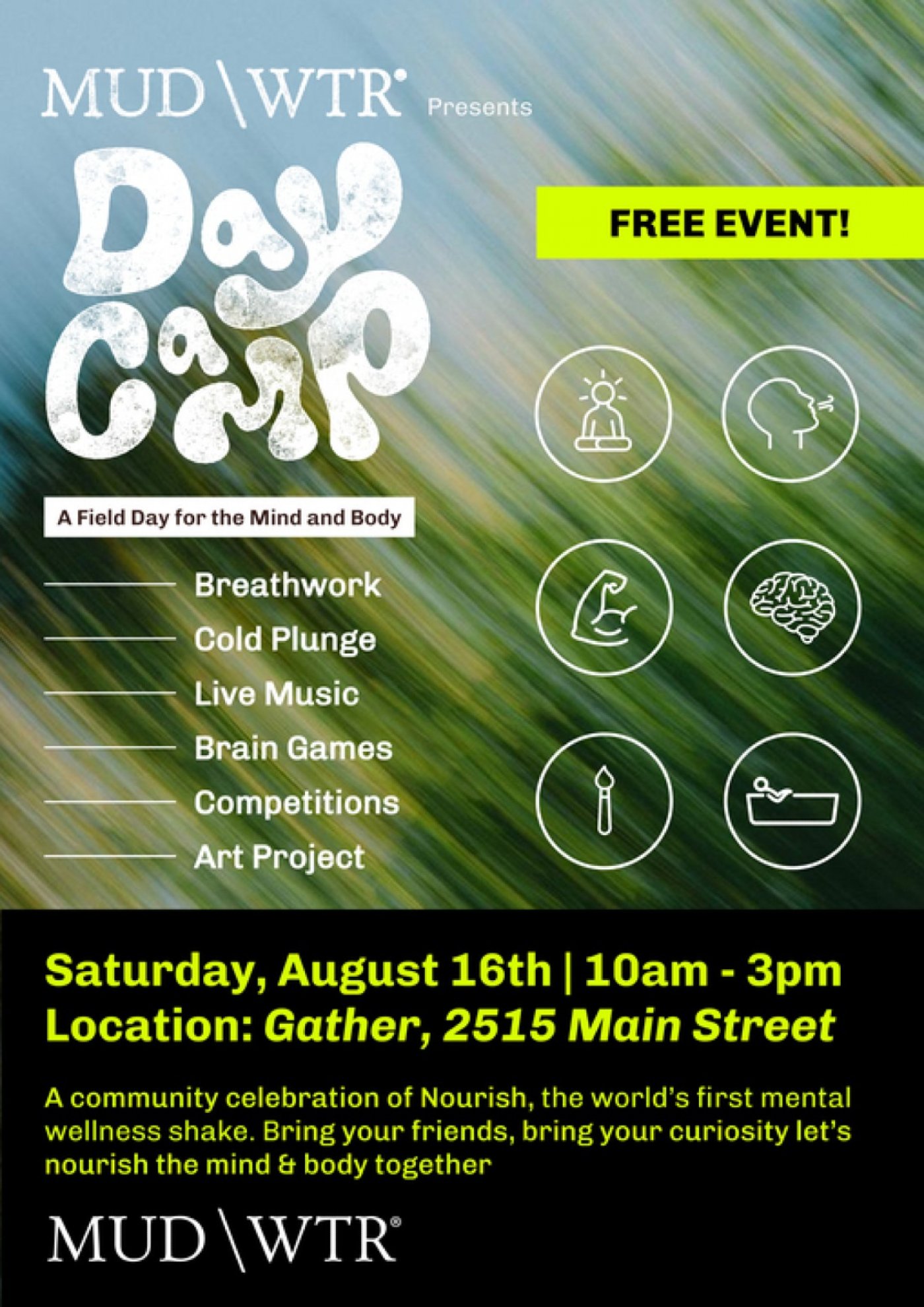 MUD\WTR presents: Day Camp — A field day for the body and mind, 16 August | Event in Santa Monica | AllEvents