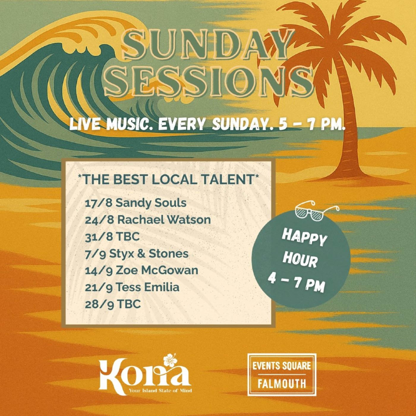 Live Music with Sunday Sessions @ Kona Bar, Falmouth, 16 August | Event in Falmouth | AllEvents