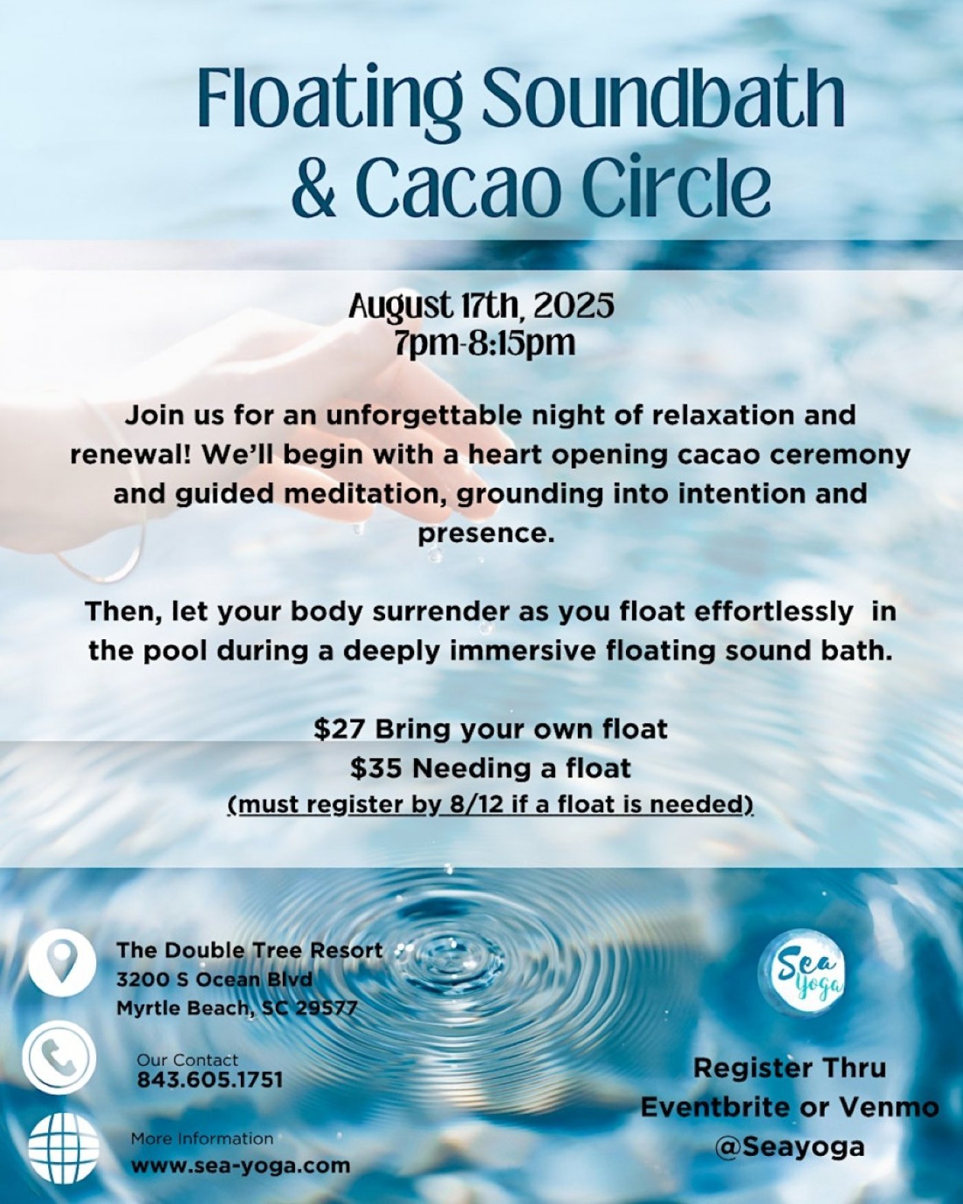 Floating Soundbath & Cacao Circle @ The Ellie , 17 August | Event in Myrtle Beach | AllEvents