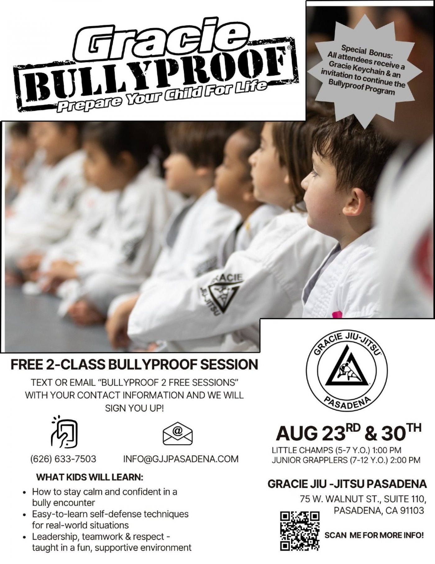 📚 Back-to-School Confidence! 2 Free Gracie Bullyproof™ Kids Classes – Aug 23 & 30 🥋 | AllEvents
