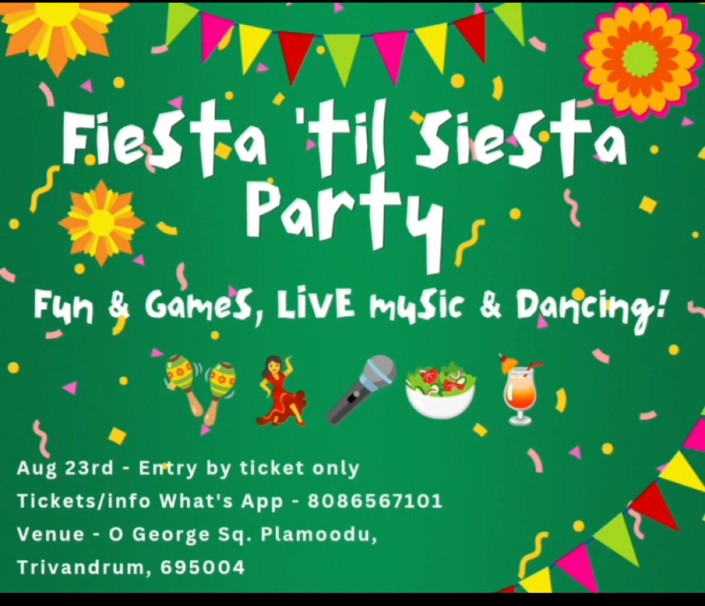 Fiesta Till Siesta, 23 August | Event in Thiruvananthapuram | AllEvents