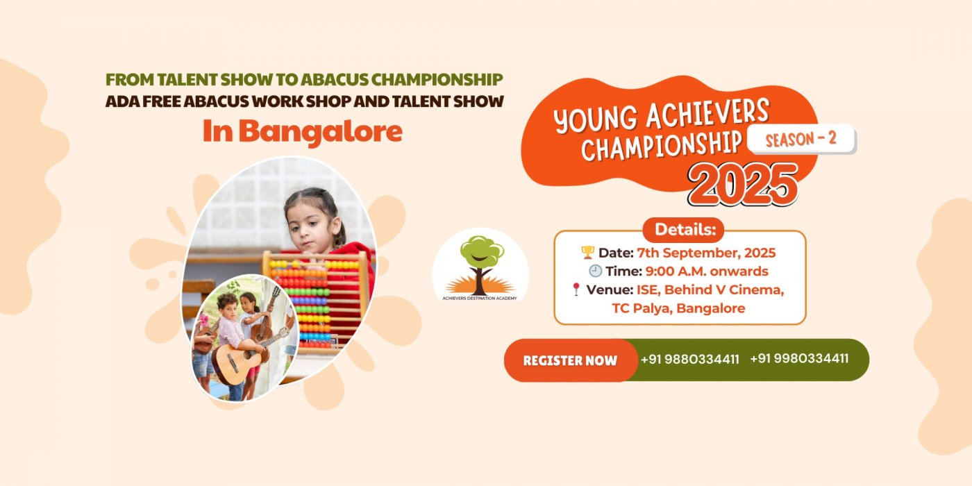ADA FREE ABACUS WORK SHOP AND TALENT SHOW IN BANGALORE, 7 September | Event in Bangalore | AllEvents