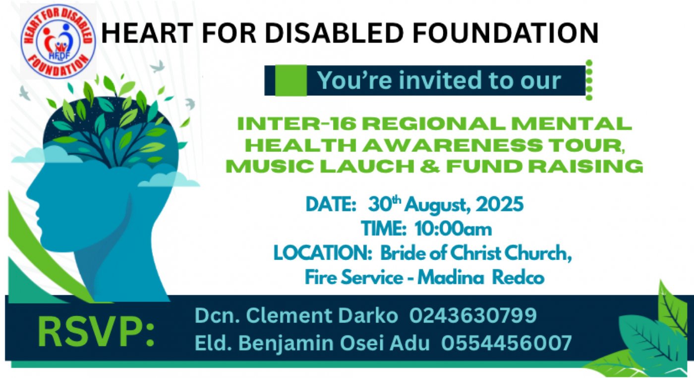 Inter-16 Regional Mental Health Awareness Tour & Mental Health Music Launch, 30 August | Event in Accra