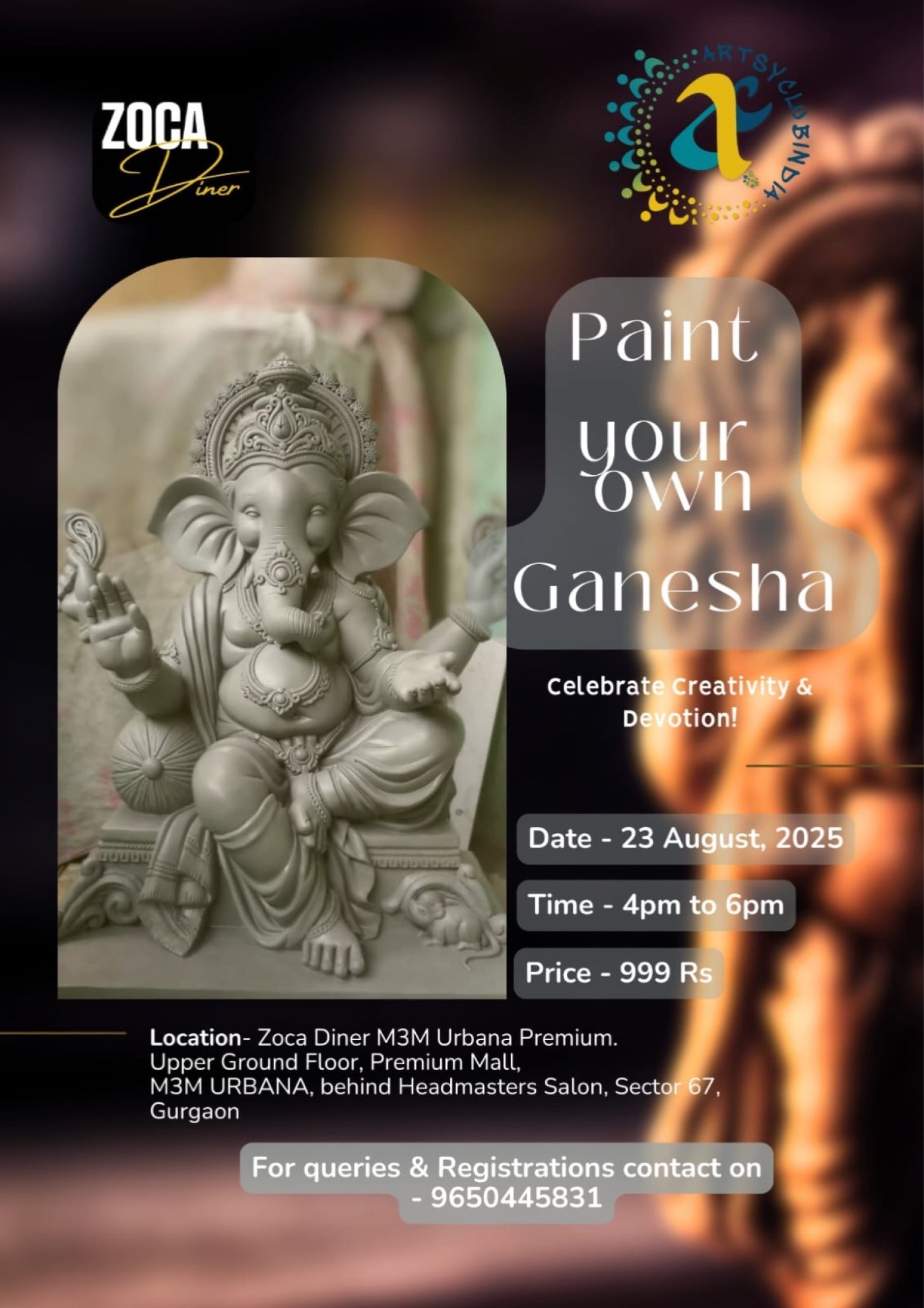 Paint your own ganesha, 23 August | Event in Gurgaon | AllEvents