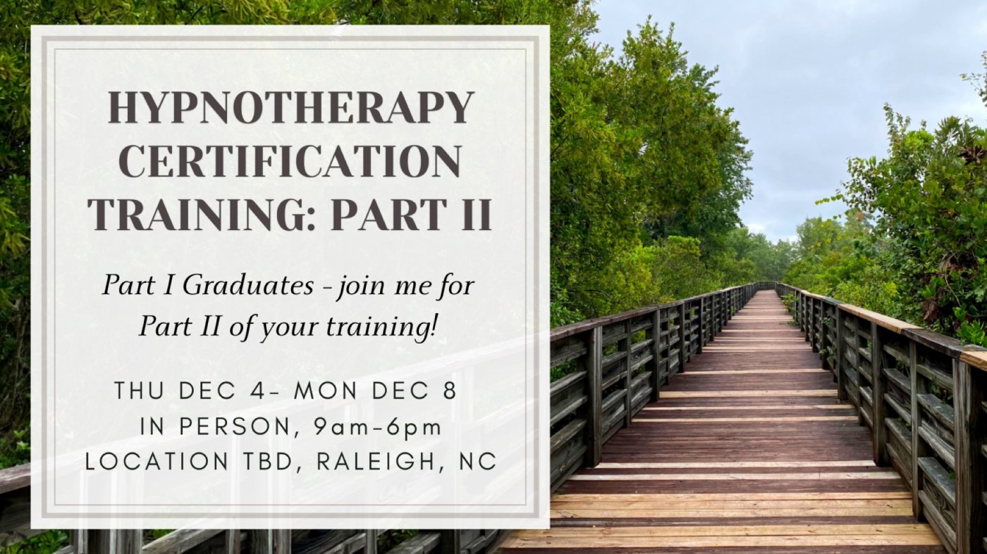 Hypnotherapy Certification Course Part II, 4 December | Event in Raleigh | AllEvents