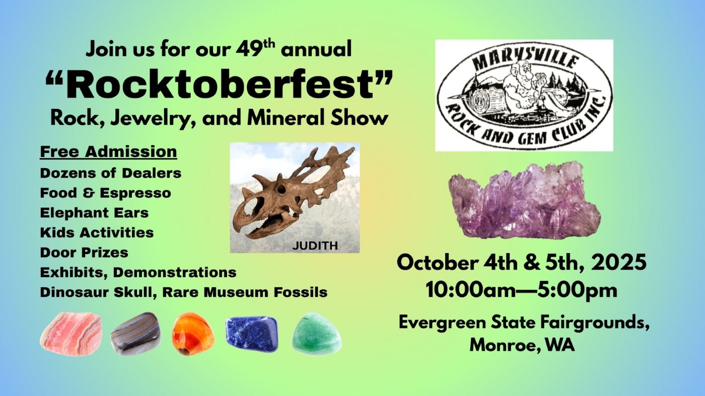 Marysville Rock Club 49th Annual Rocktoberfest - Rock, Mineral, and Jewelry Show & Sale | Event in Monroe