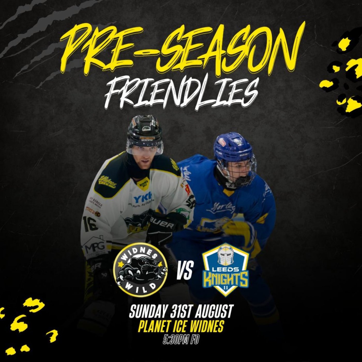 YKK Widnes Wild vs Leeds Knights 2 Ice Hockey Match FO 5.30PM - Sunday 31/8/25 Planet Ice Widnes, 31 August