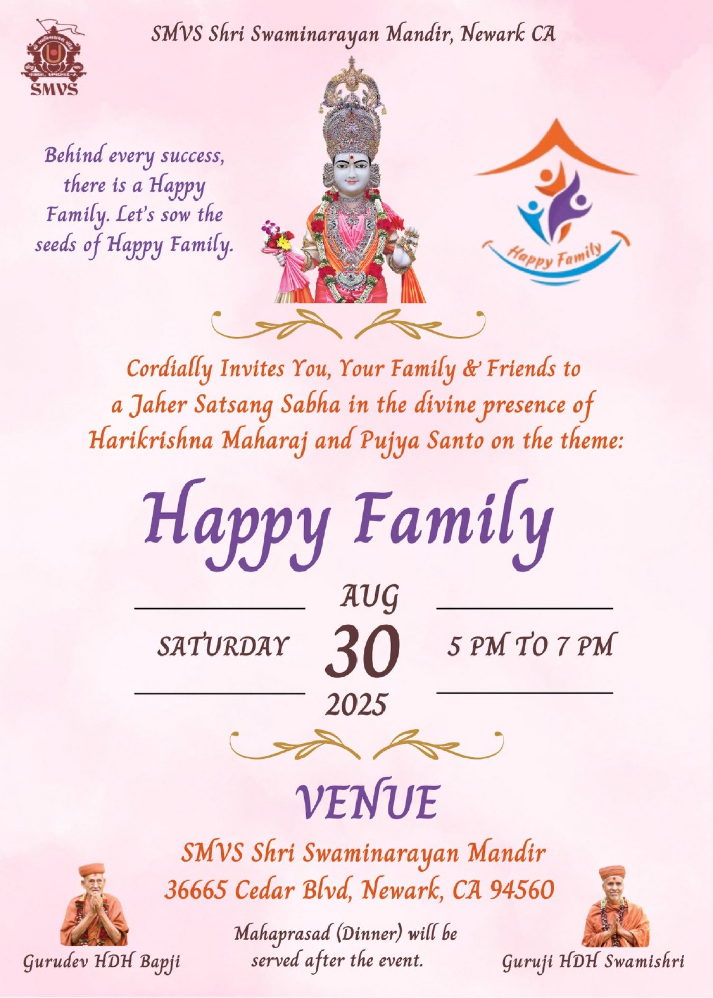 Divine Jaher Sabha - Happy Family, 30 August | Event in Newark | AllEvents
