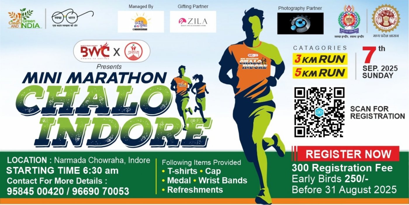CHALO INDORE MINI MARATHON, 7 September | Event in Indore | AllEvents