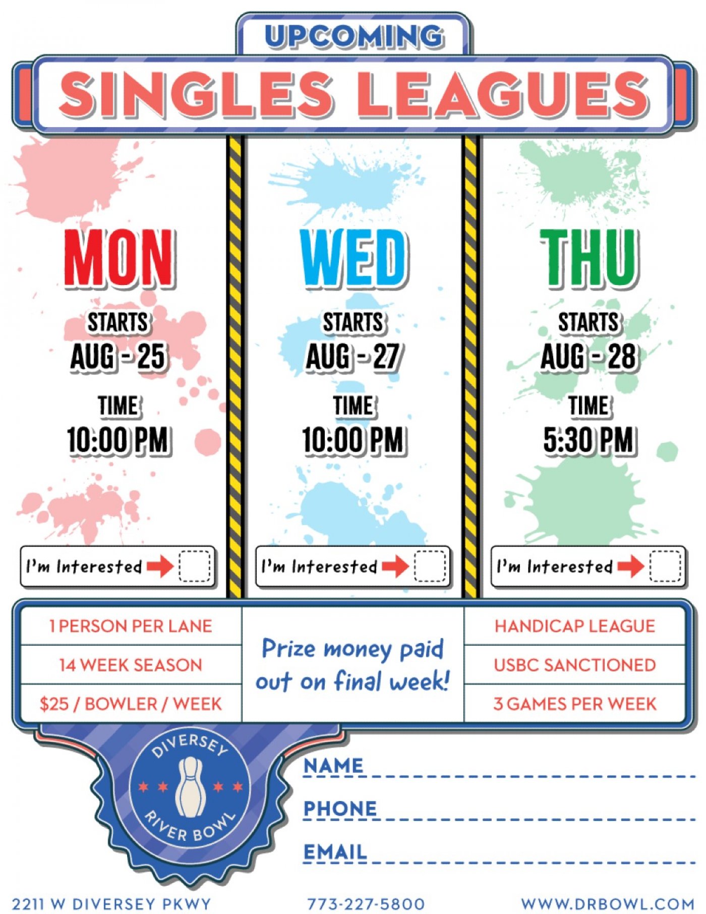 Upcoming Singles Bowling Leagues at Diversey River Bowl!, 25 August | Event in Chicago | AllEvents