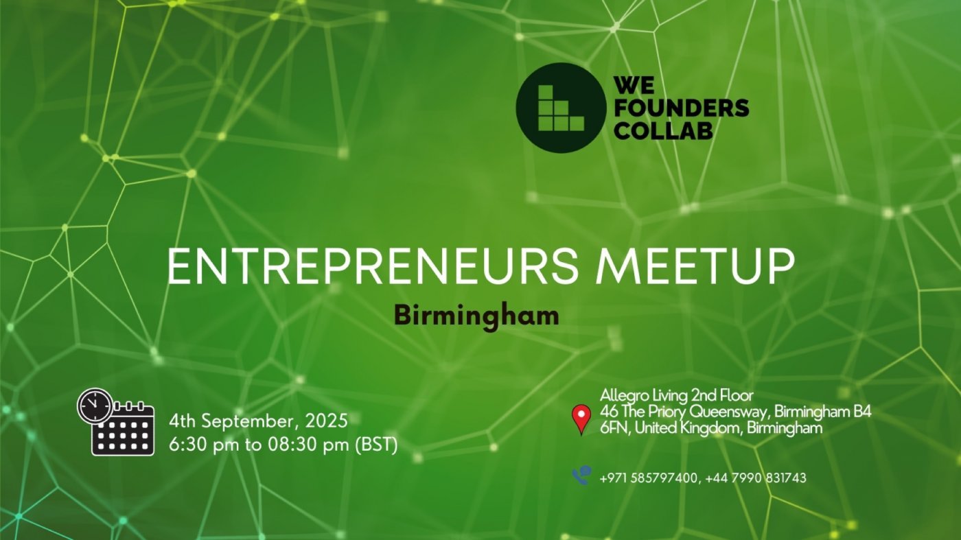 Entrepreneurs Meetup by We Founders Collab Birmingham 2025, 4 September | Event in Birmingham | AllEvents