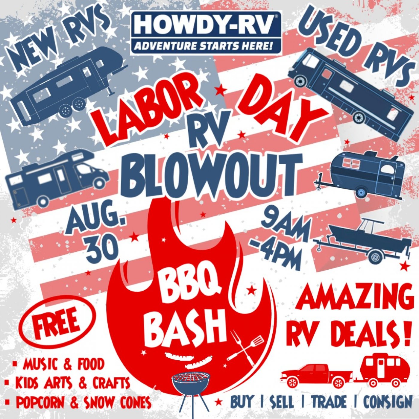 🌟Labor Day Weekend RV Blowout &amp; BBQ Bash at Howdy RV Mathis!, 30 August | Event in Mathis | AllEvents