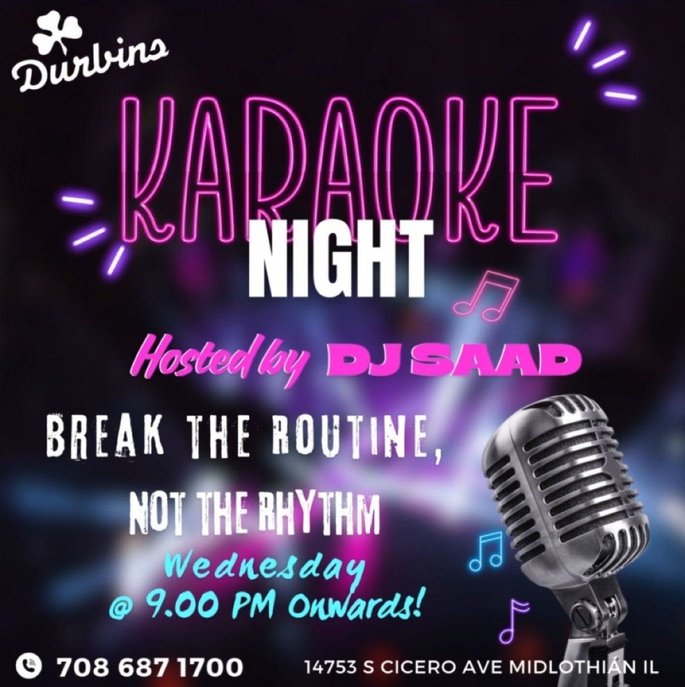 🎤Karaoke Night at Durbins 🎶 WED @10pm, 20 August | Event in Midlothian | AllEvents