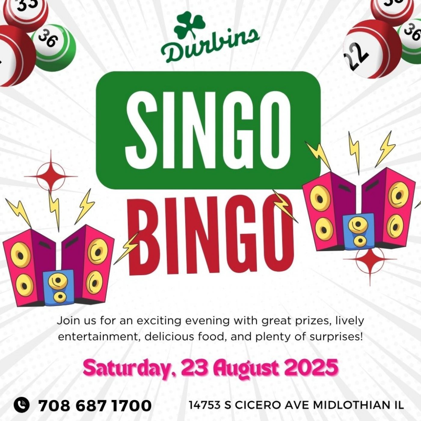 🎤 SINGO BINGO at Durbins – SAT at 7:30 PM! 🎶, 23 August | Event in Midlothian | AllEvents