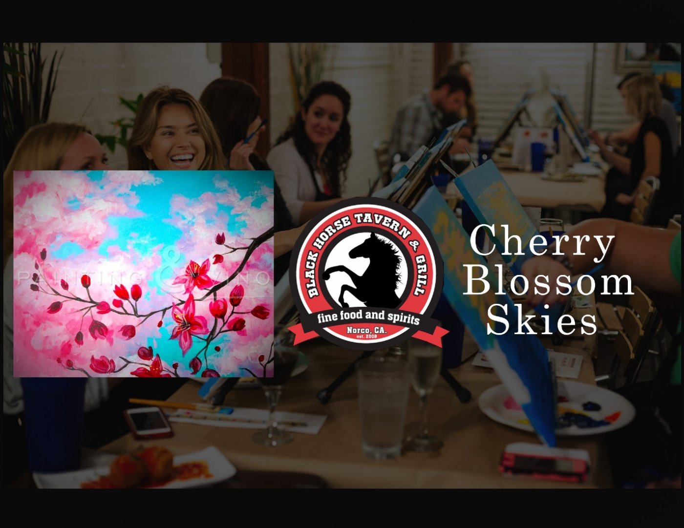 Cherry Blossom Skies- Paint and Sip, 23 September | Event in Norco | AllEvents