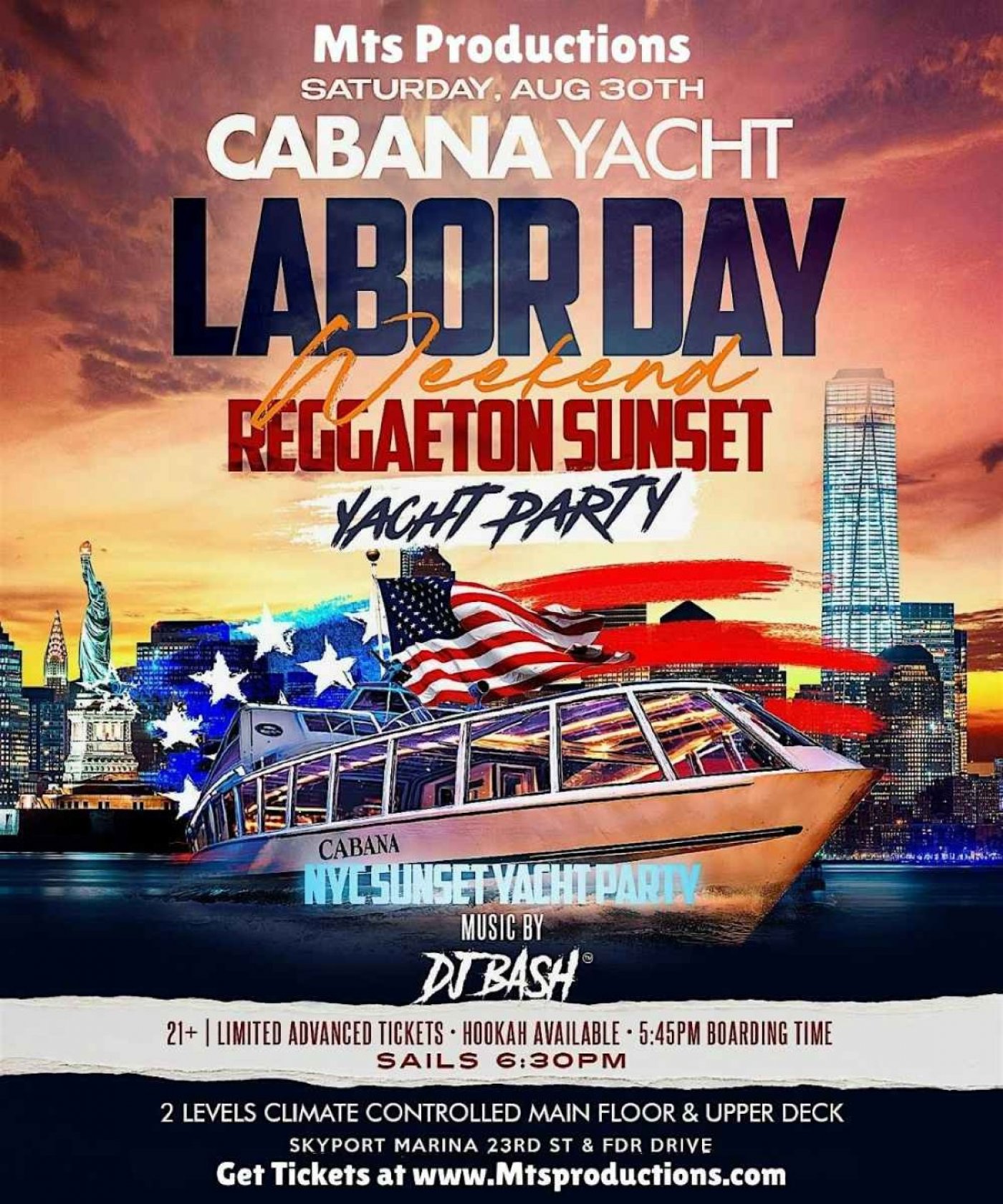 Labor Day Weekend Reggaeton Sunset Yacht Party NYC – Saturday, August 30th, 30 August | Event in New York