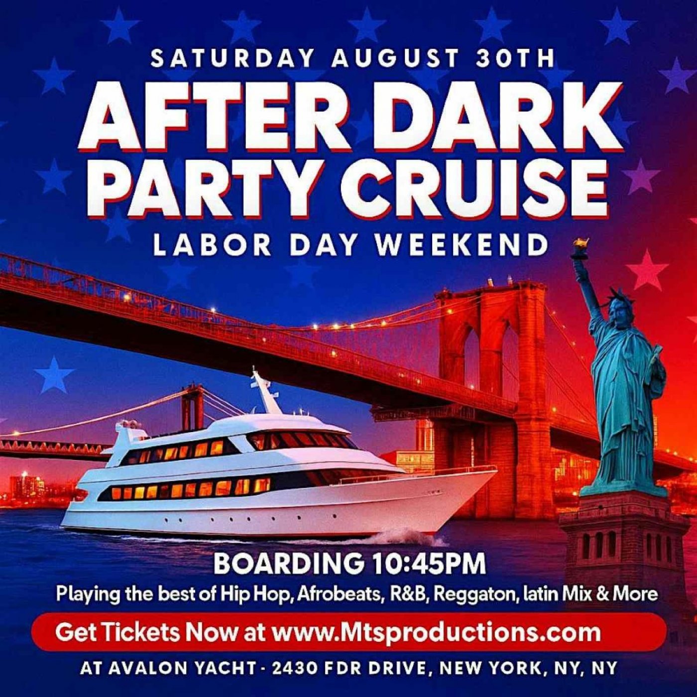 After Dark Party Cruise NYC – Labor Day Weekend on the Avalon Yacht , 30 August | Event in New York | AllEvents