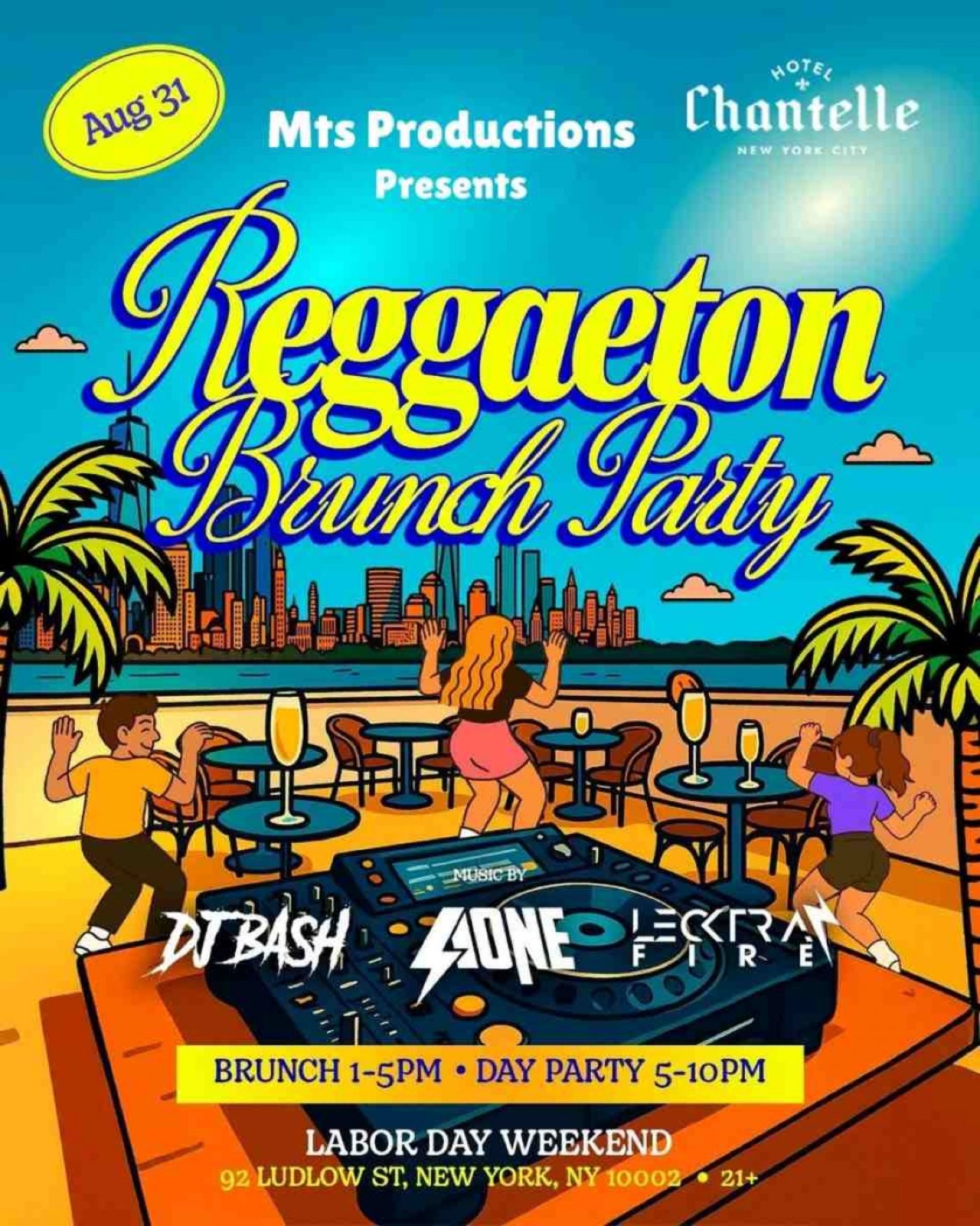 Reggaeton Rooftop Day Party – Sunday, August 31st at Hotel Chantelle NYC, 31 August | Event in New York