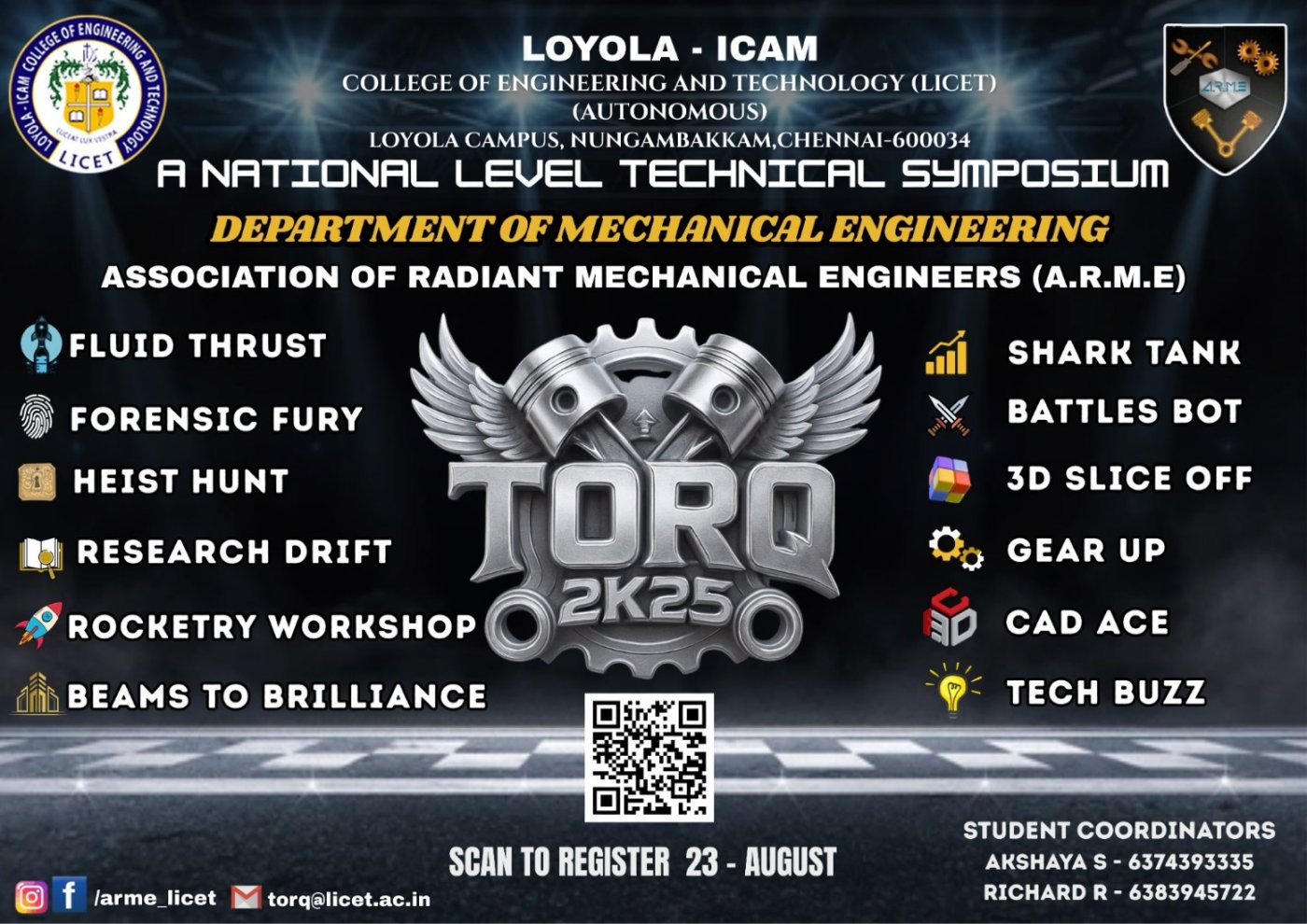 TORQ2K25 - A National Level Technical Symposium, 23 August | Event in Chennai | AllEvents