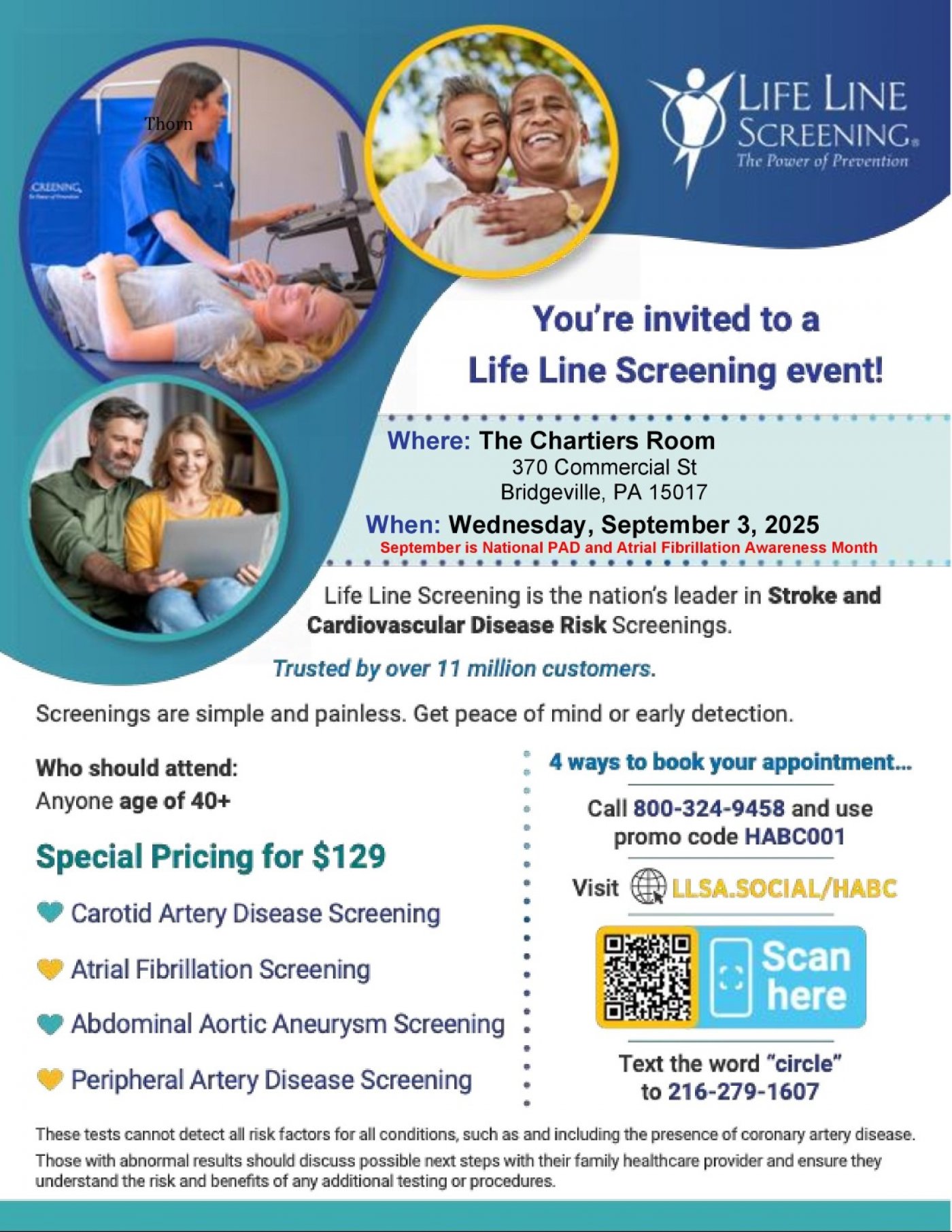 Life Line Screening - Bridgeville, PA, 3 September | Event in Bridgeville | AllEvents