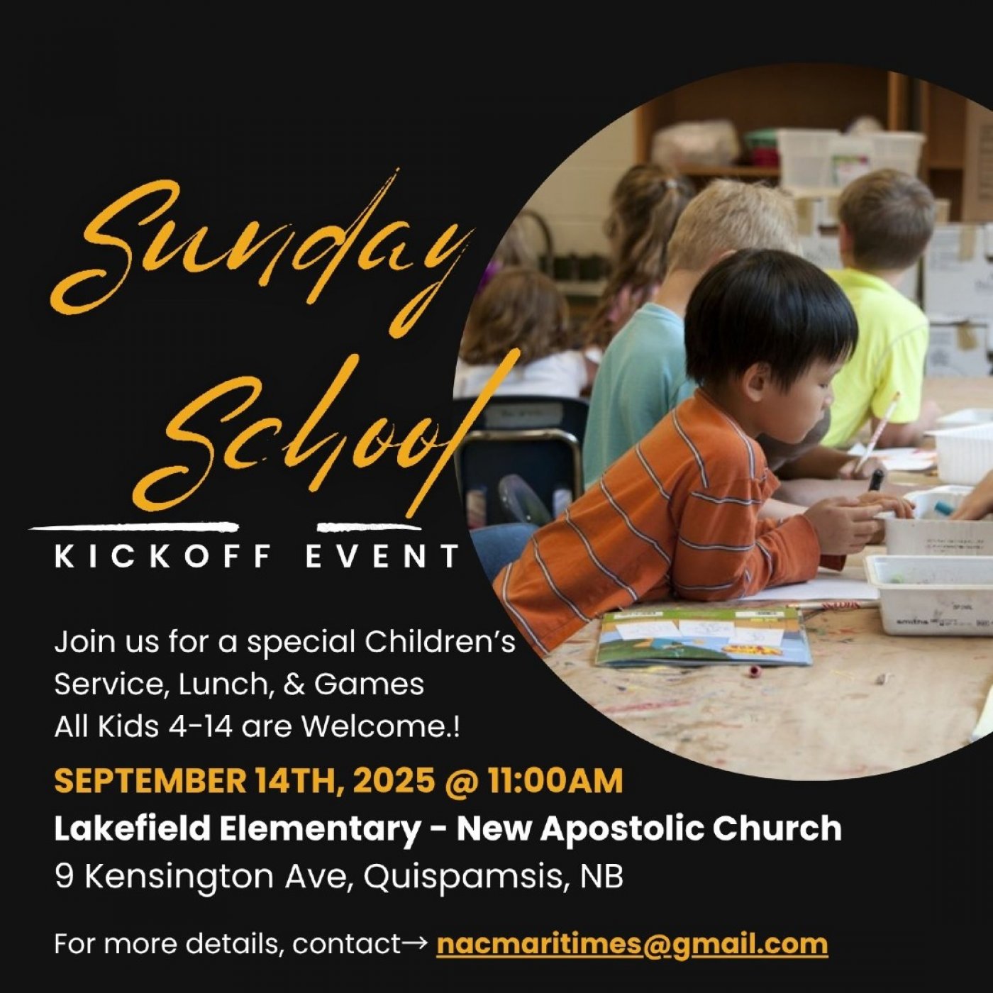 Sunday School Kickoff with the New Apostolic Church Quispamsis, 14 September | Event in Quispamsis | AllEvents