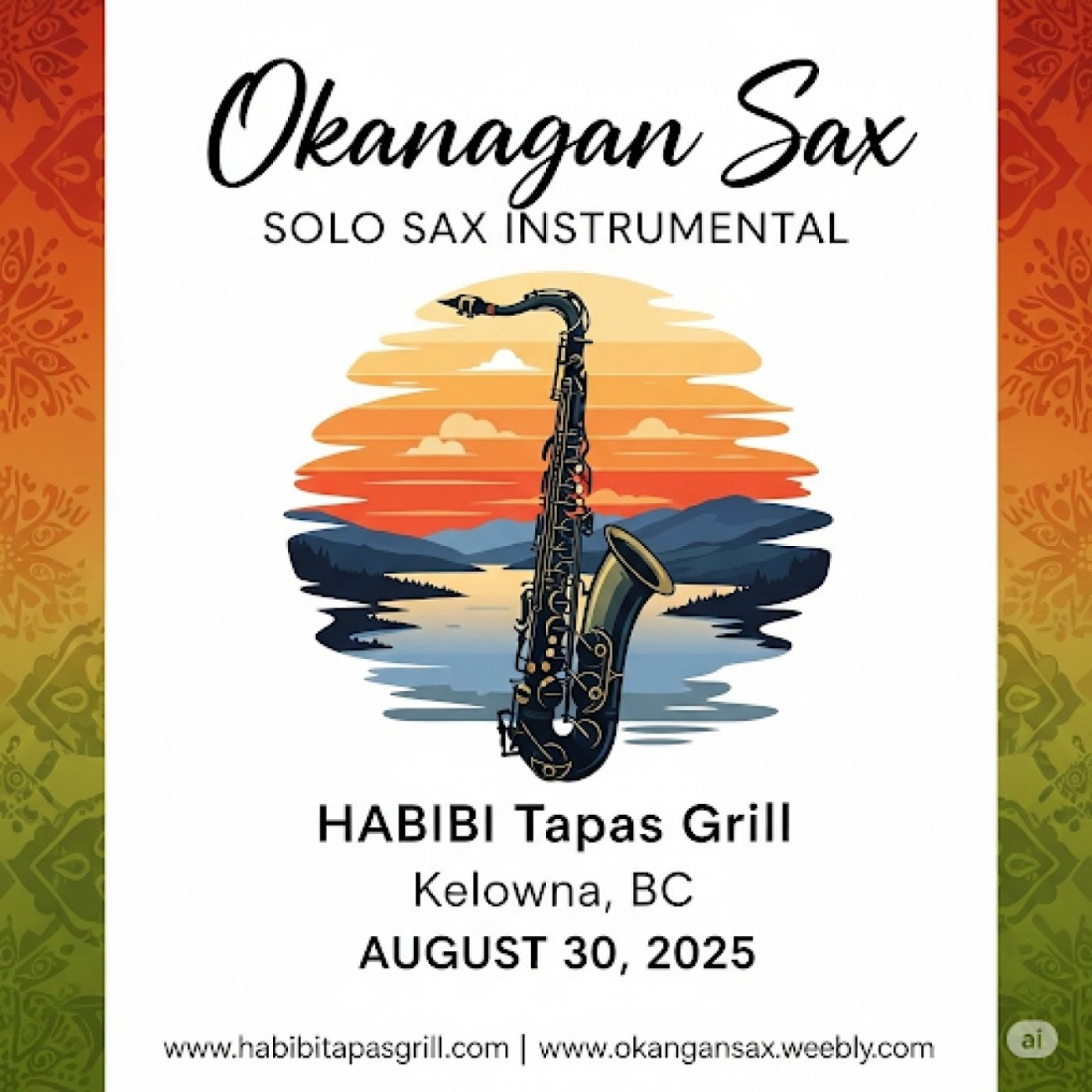 Okanagan Sax - Live Show at Habibi Tapas Grill, 30 August | Online Event | AllEvents