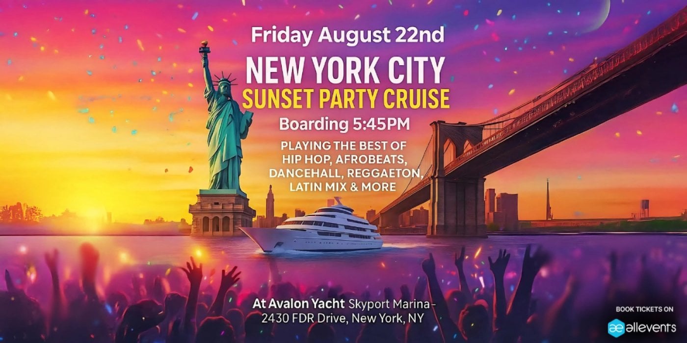 Sunset Party Cruise NYC – Friday, August 22nd | Avalon Yacht, 22 August | Event in New York | AllEvents