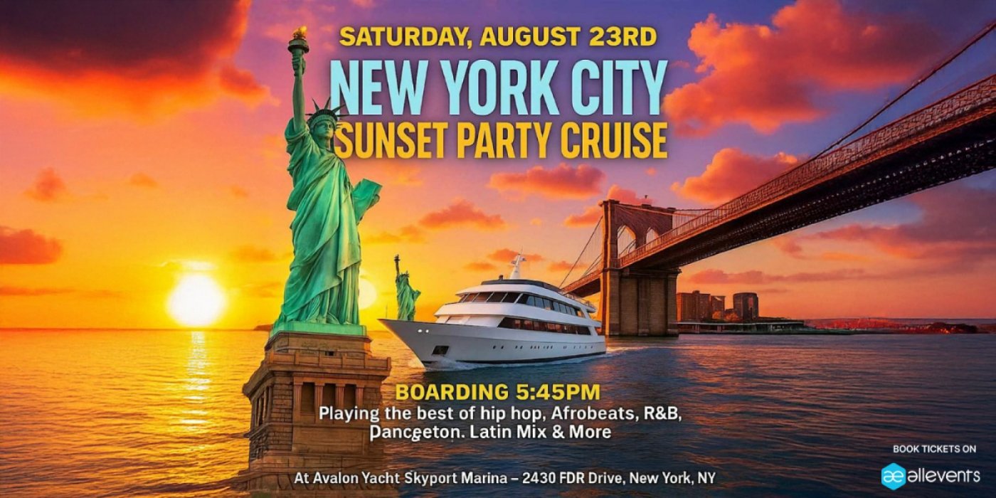 New York City Sunset Party Cruise – Saturday, August 23rd | Avalon Yacht, 23 August | Event in New York