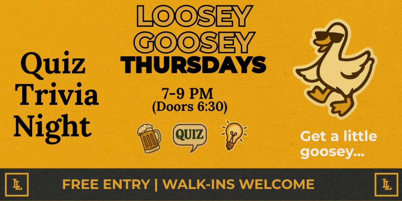 📺 LOOSEY GOOSEY QUIZ TRIVIA NIGHT | Free Entry | Live Lounge ❓🧠 | Event in Perth | AllEvents
