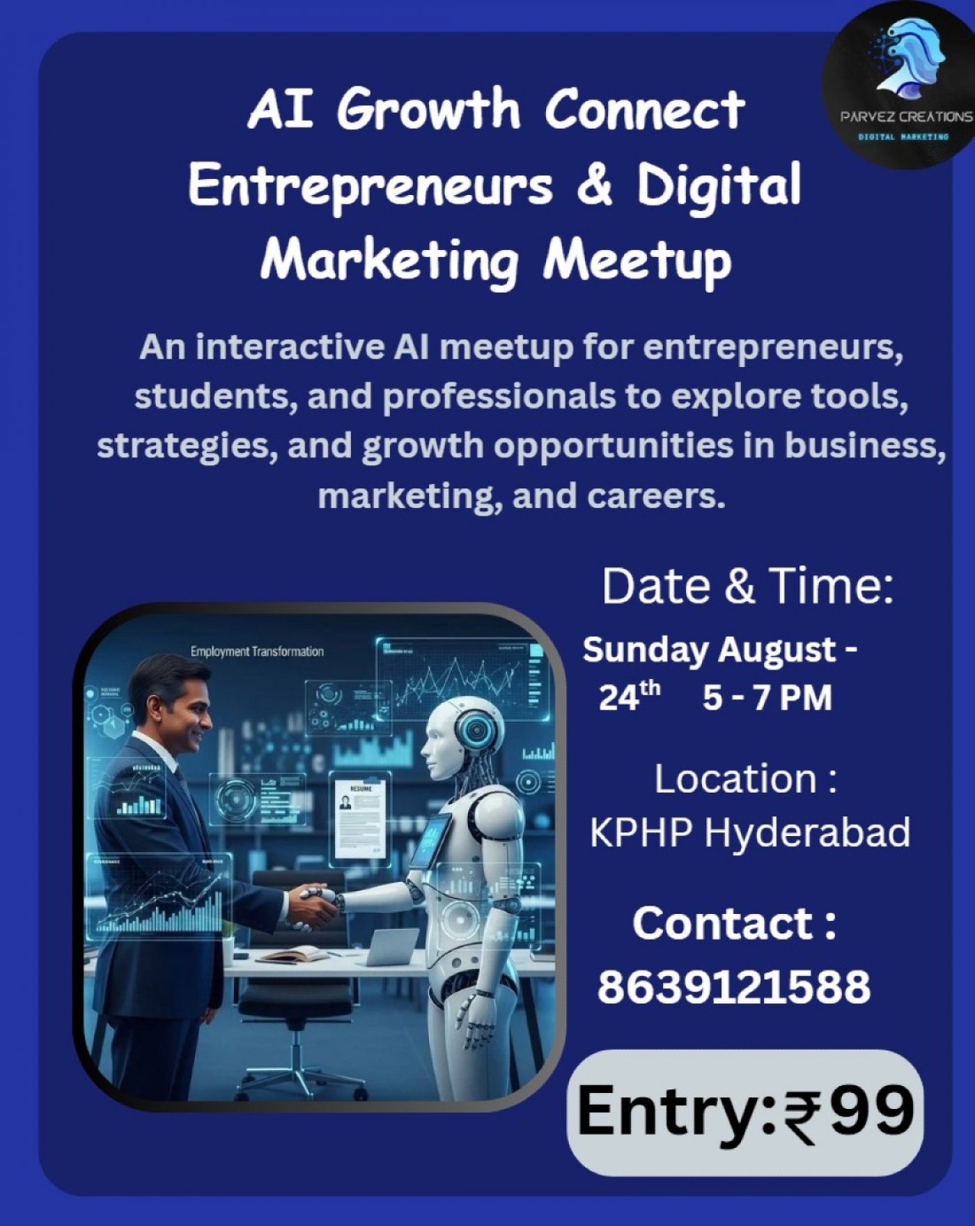 AI Growth Connect: Entrepreneurs & Digital Marketing Meetup, 24 August | Event in Hyderabad | AllEvents