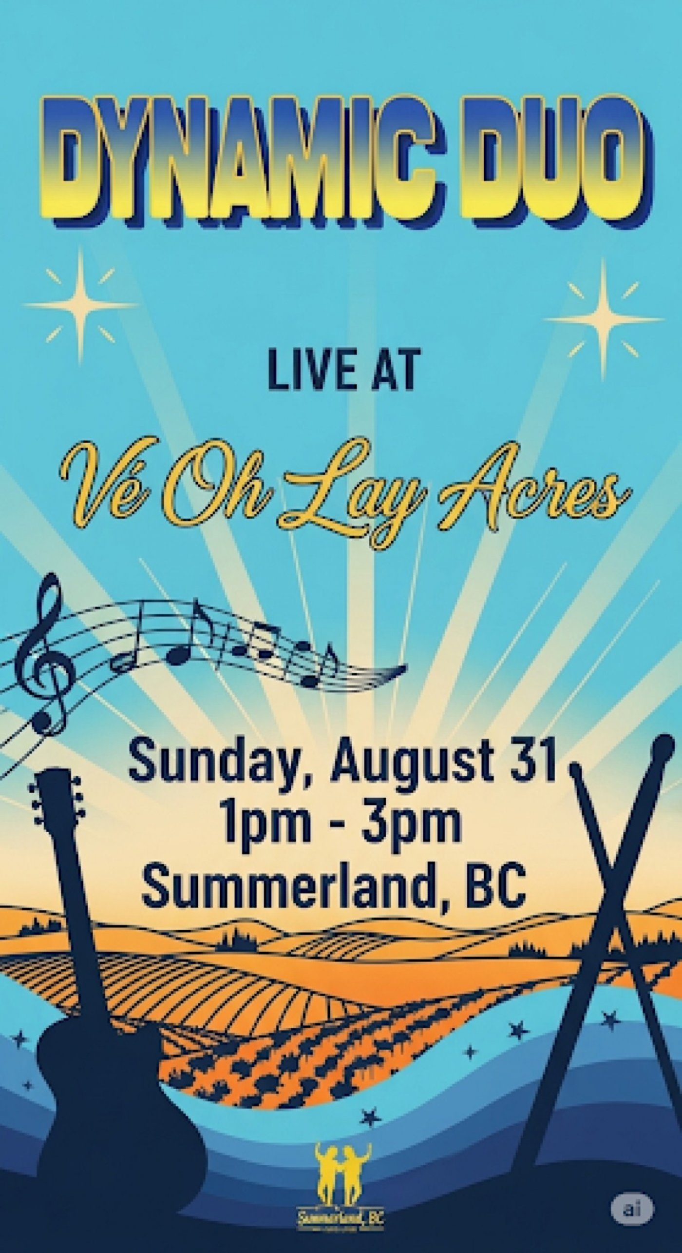 Dynamic Duo - Live Show at Ve Oh Lay Acres (Summerland), 31 August | Event in Summerland | AllEvents