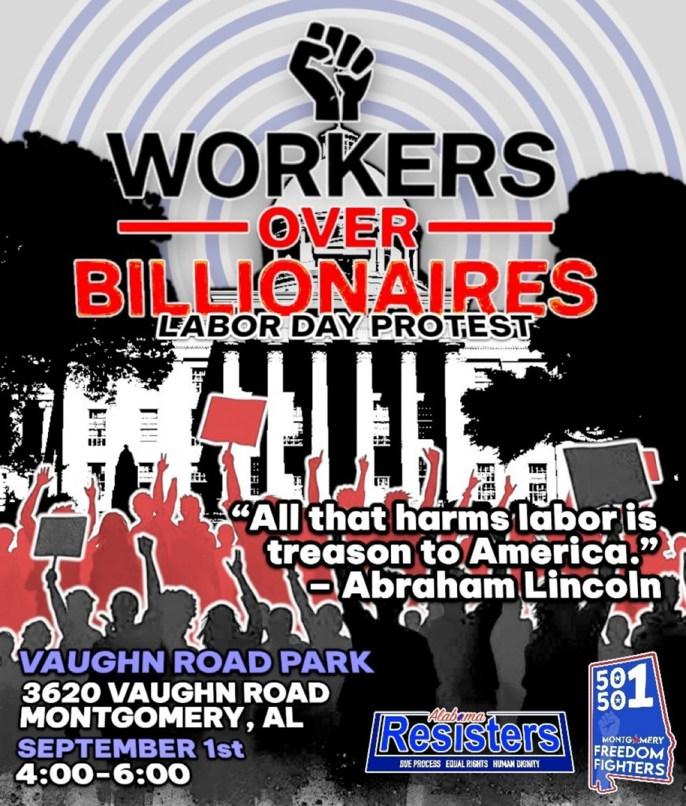 Labor Day Workers over Billionaires Event, 1 September | Event in Montgomery | AllEvents