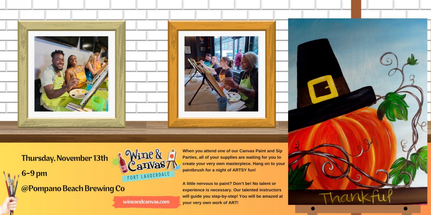 Pompano Beach Brushes and Brews – Always Thankful, 13 November | Event in Pompano Beach | AllEvents