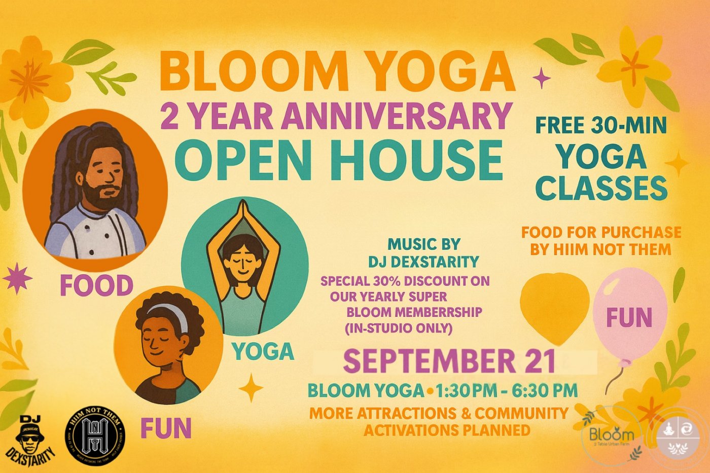Bloom Yoga 2-Year Anniversary Open House, 21 September | Event in San Leandro | AllEvents